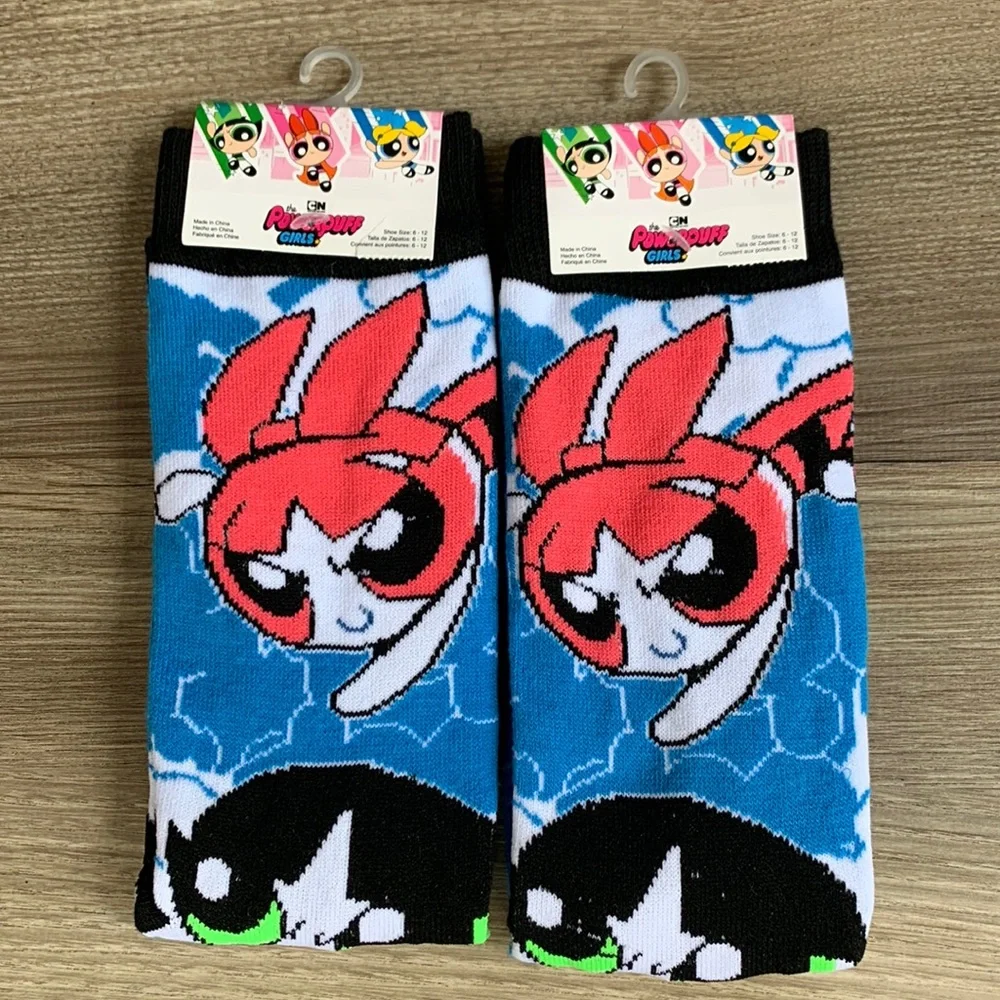 Powerpuff Girls Character Sock 2 pairs Crew Socks Bubbles Blossom Buttercup 🆕